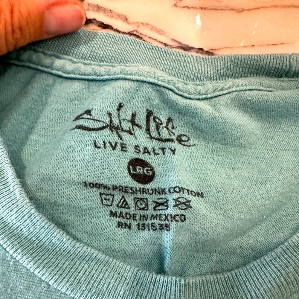 Salt Life Turquoise Nautical Graphic Tee mens Tshirt size large - Picture 3 of 4